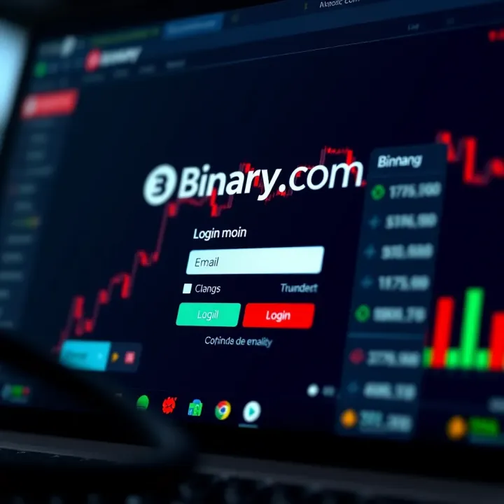 Screenshot of the Binary.com login page showing email input field and login button