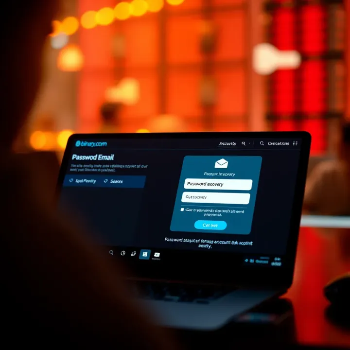 Illustration of password recovery options on Binary.com platform interface