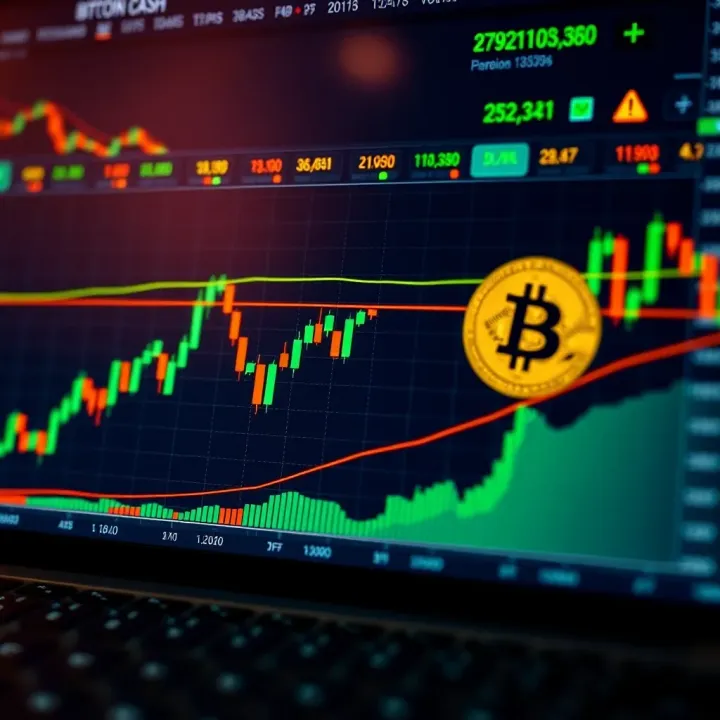 Graph depicting Bitcoin Cash price trends with candlestick patterns and volume indicators
