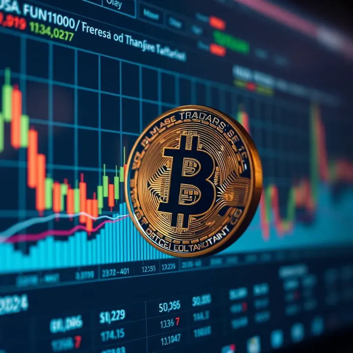 Graph showing Bitcoin price fluctuations and future trend projections on a digital chart
