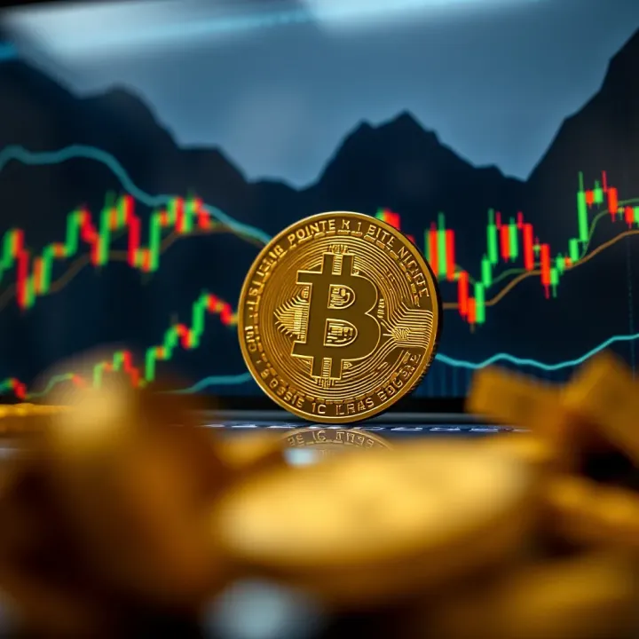 Graph showing Bitcoin price movements with technical indicators overlay