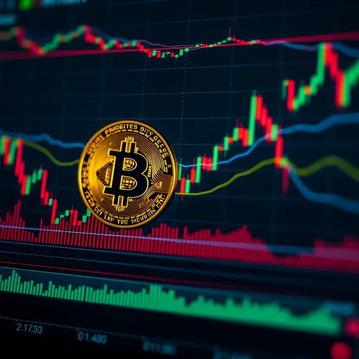 Graph showing Bitcoin price fluctuations and trend lines based on technical market analysis