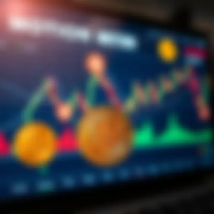 Bitcoin Motion Investment Platform Interface Digital representation of cryptocurrency trading charts and Bitcoin symbols on a futuristic screen