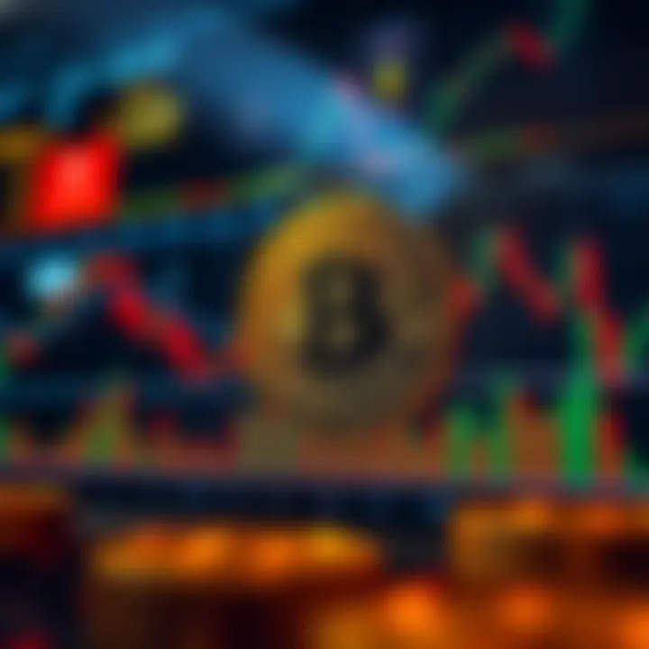 Graph showing Bitcoin price fluctuations with technical analysis indicators