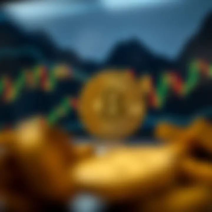 Graph showing Bitcoin price movements with technical indicators overlay