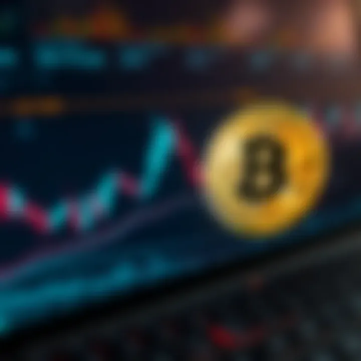 Graph showing Bitcoin price fluctuations with technical indicators over a weekly period