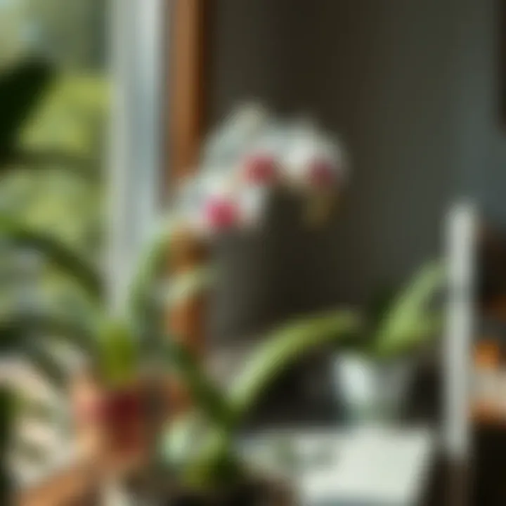 Healthy orchid plant thriving indoors with bright natural light