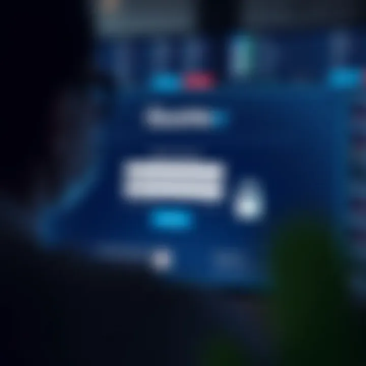 Interface showing login fields on Quotex platform with security indicators