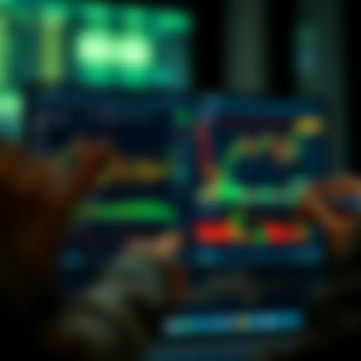 Interface displaying the demo platform of Quotex with active trading charts and indicators