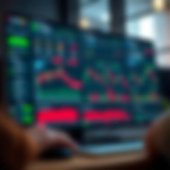 Graphical interface showing various trading platform features and user options