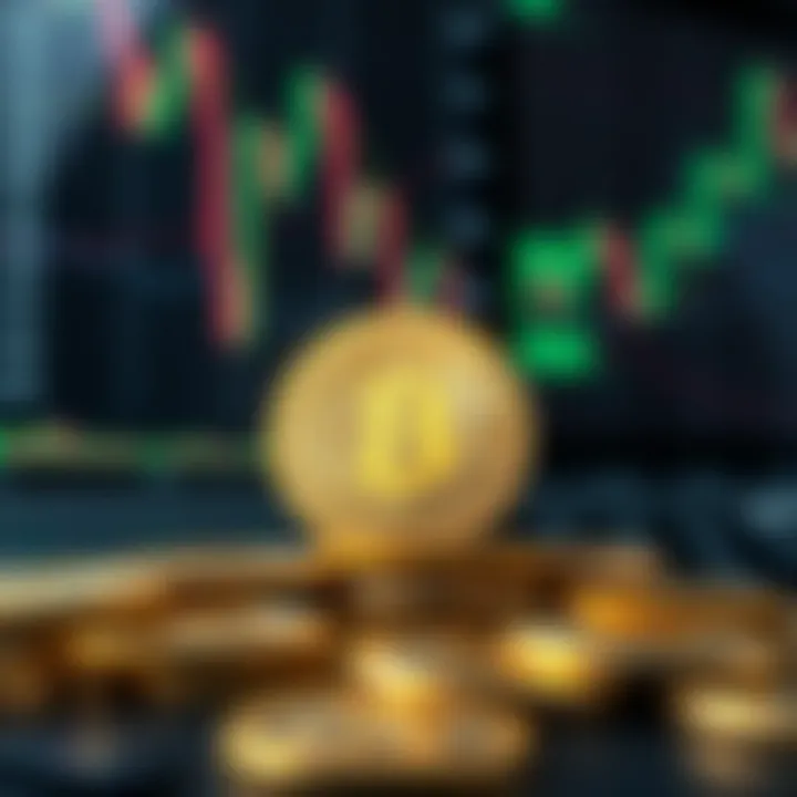 Concepts and Basics of Cryptocurrency Trading Digital representation of cryptocurrency coins with financial charts in background