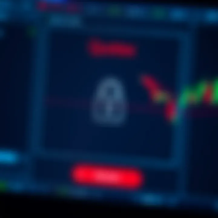 Secure login screen displaying a digital safe symbol on a trading platform