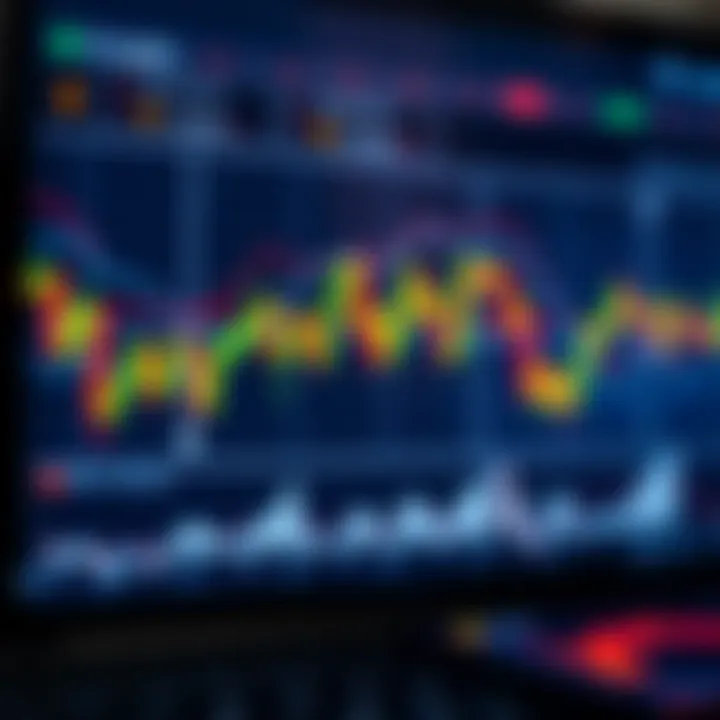 Visualization of automated forex trading with digital graphs and currency symbols