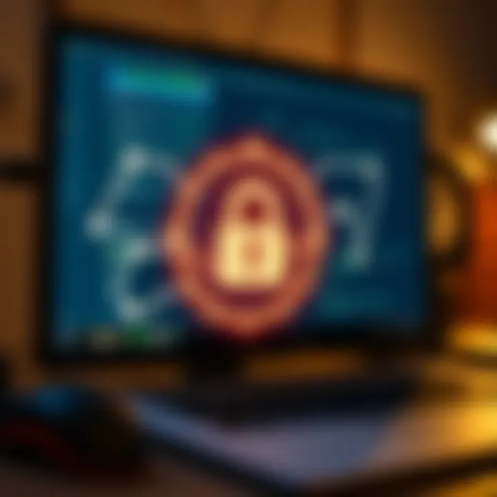 Illustration of a secure connection symbolizing safety measures for Quotex app use on a computer