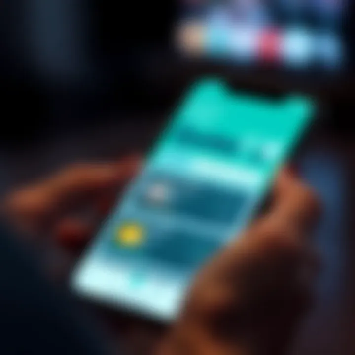 User interface displaying Quotex app features on a mobile device