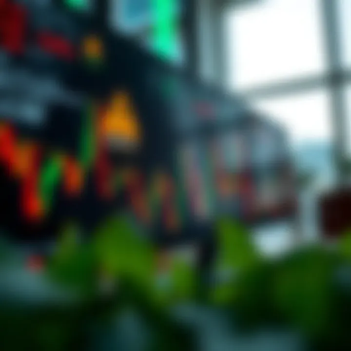 Graph showing trading platform downtime with warning signs and technical indicators