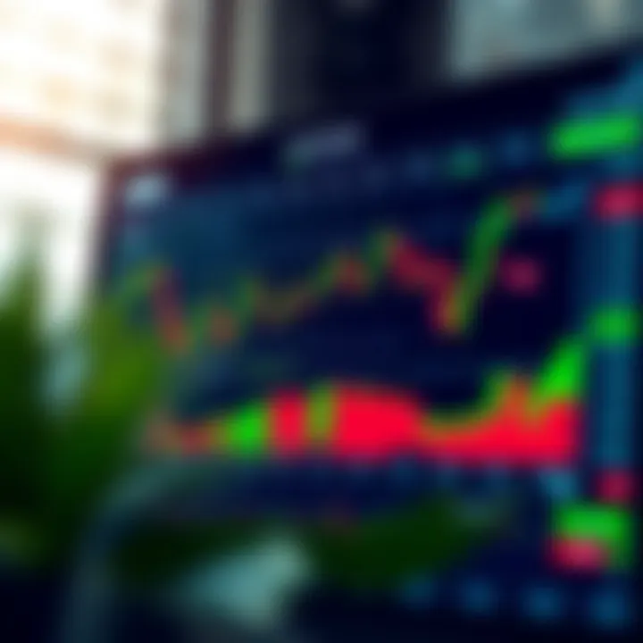 Illustration of a digital trading platform interface displaying various financial assets and indicators