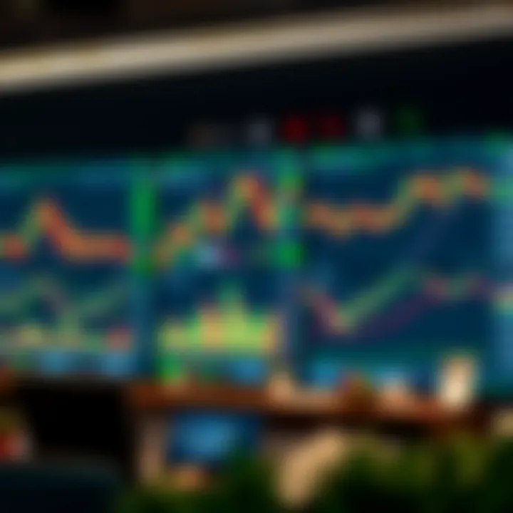 Chart showing live trading activity and market trends within a digital trading room
