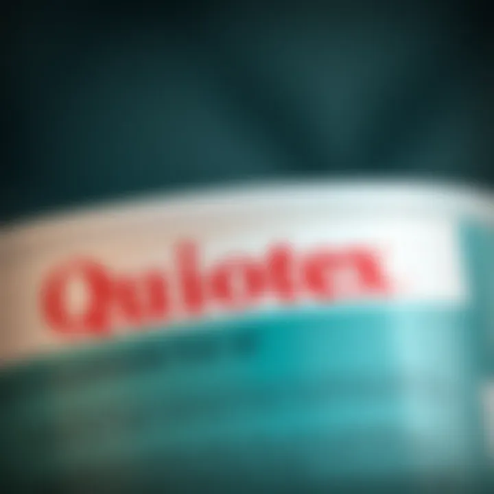 Close-up of Quiotex product container showing label and texture