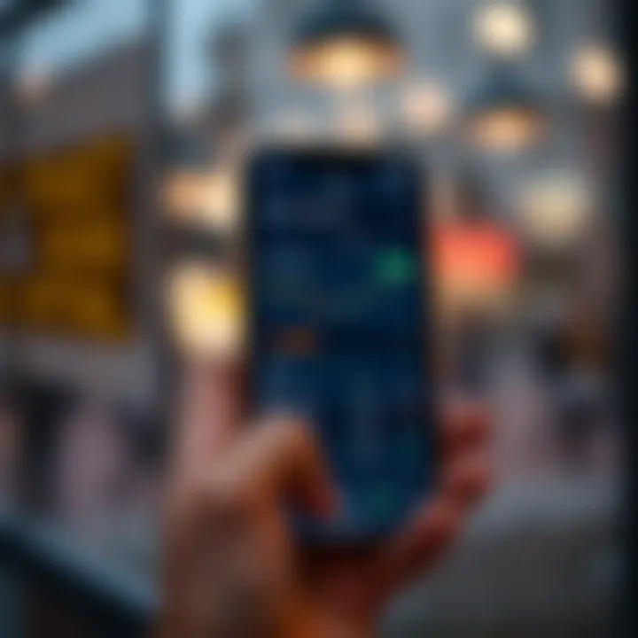 Pocket Option Mobile App with Trading Functions and Market Information Mobile device displaying Pocket Option app with trading features and market data