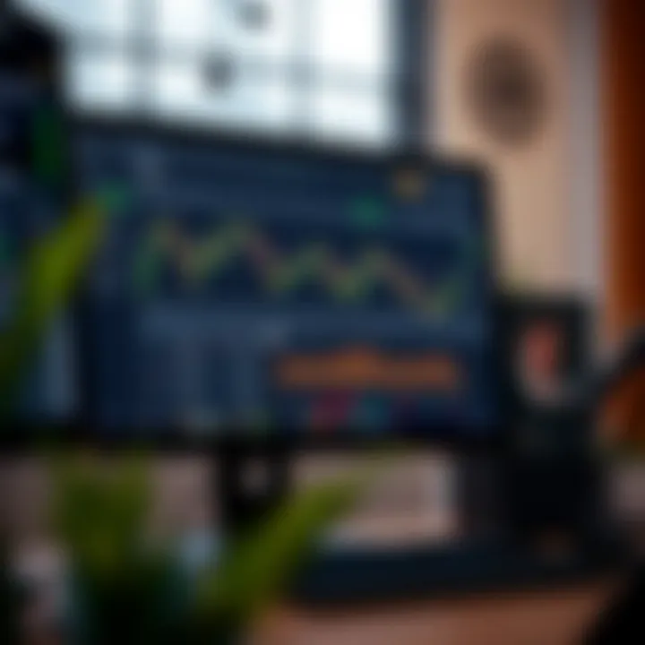 Computer screen displaying Quotex trading platform interface with charts and trading options