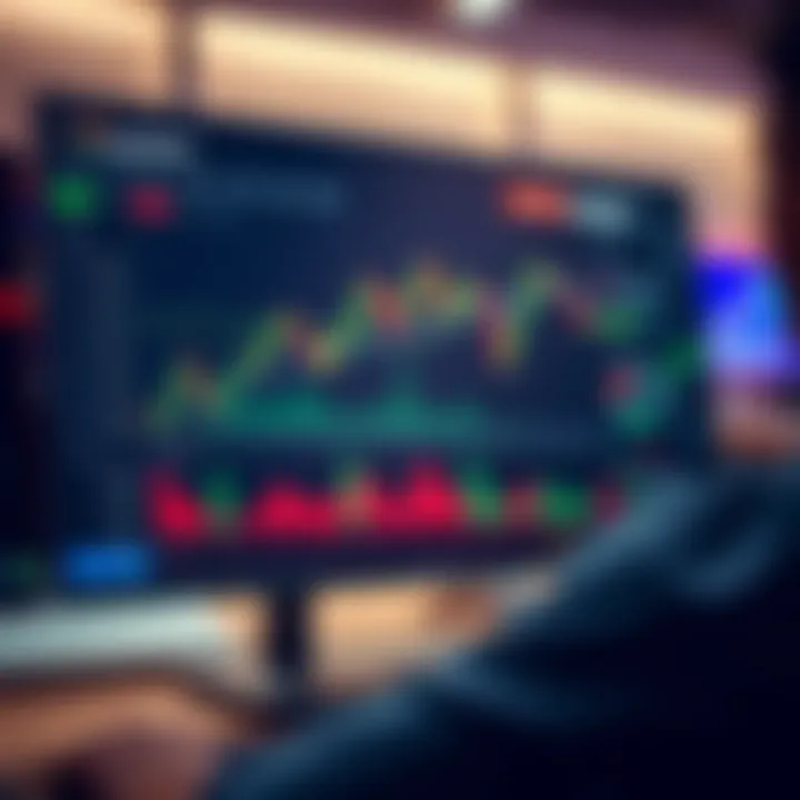 Interface of Quotex platform displaying binary options trading charts and available assets