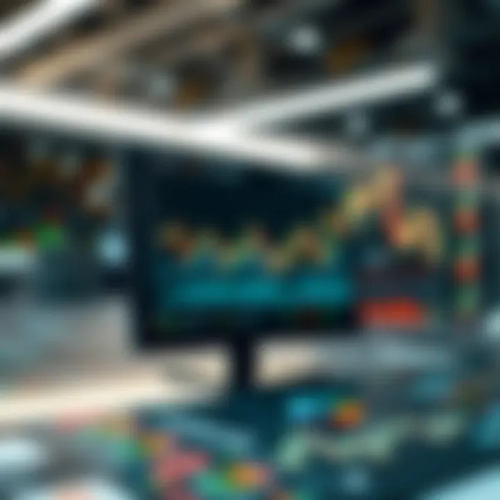 Secure digital platform interface showcasing financial charts and data flow