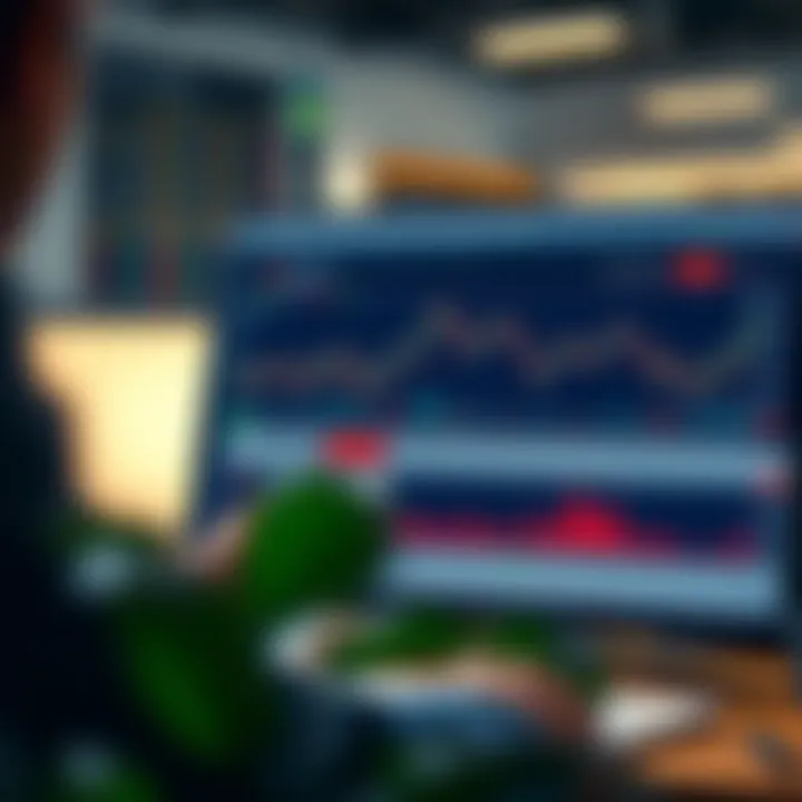 Interactive web trading platform interface showing financial charts and trading options