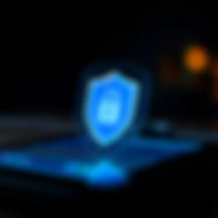 Secure shield icon symbolizing account protection on digital device