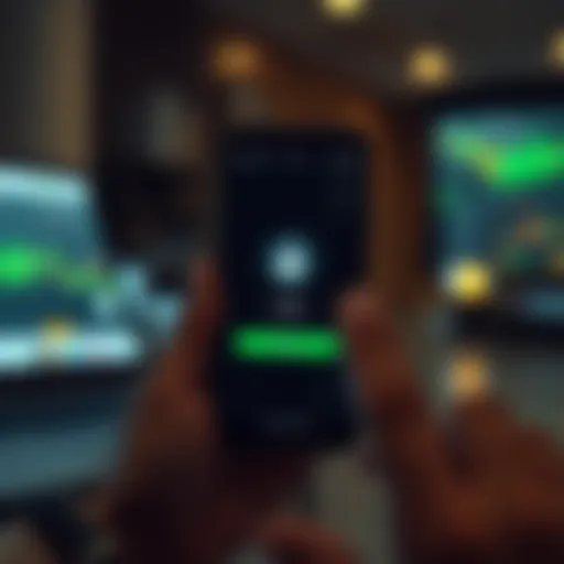 Secure login screen on a smartphone for a financial trading platform