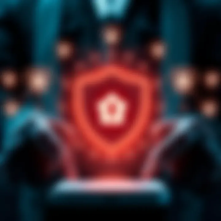 Secure Mobile Trading Concept with Digital Protection Conceptual illustration of secure mobile trading with shield icons and digital connection