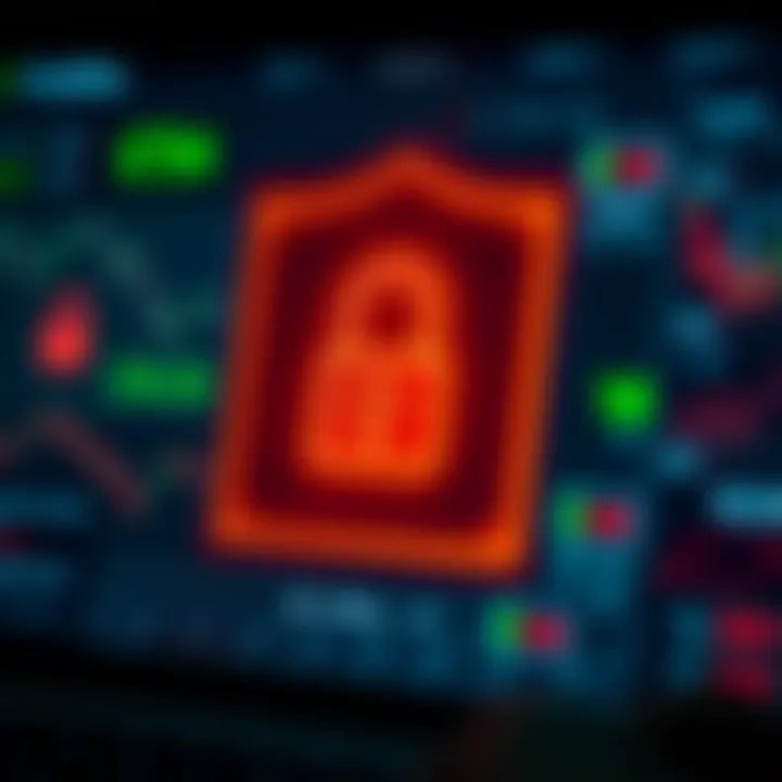 Secure login screen with encryption icons symbolizing safety measures in online trading platforms