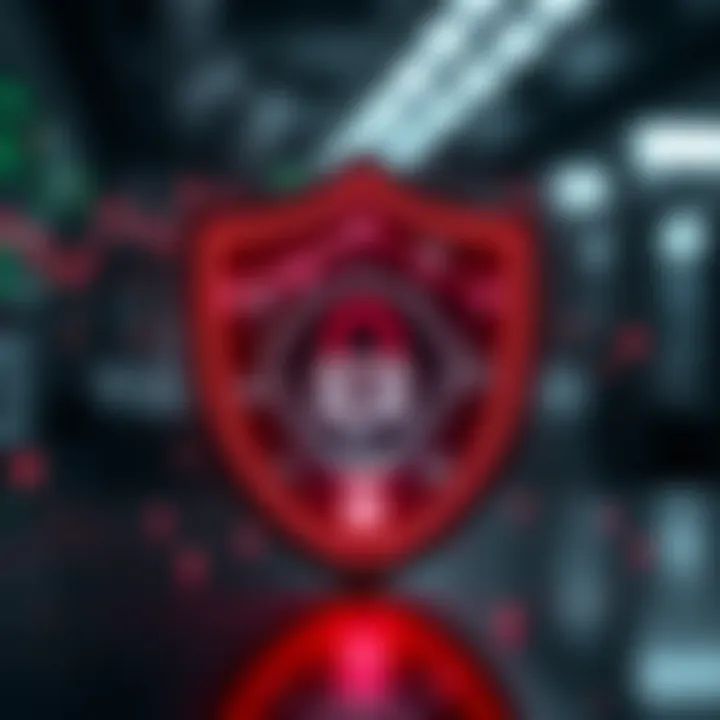 Security shield with financial icons representing secure trading environment