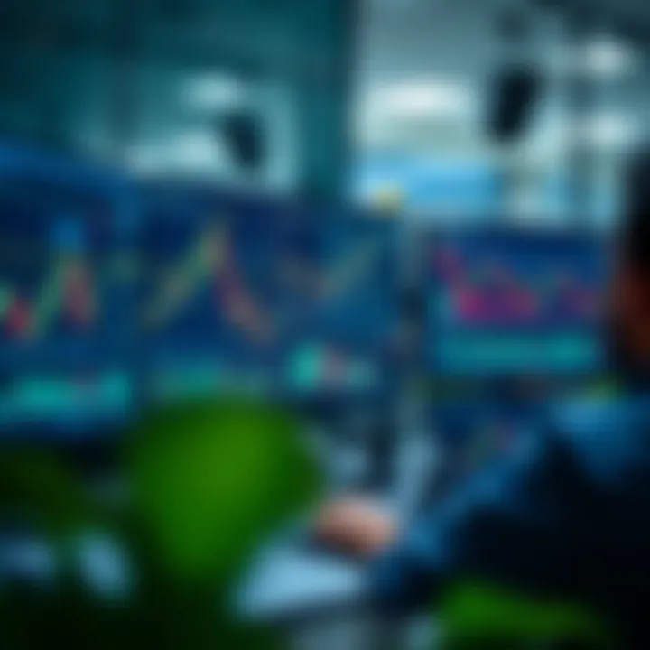 Detailed financial market charts and data analysis on multiple screens