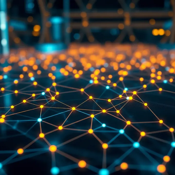 Visualization of blockchain network connections representing Chainlink's decentralized oracle system