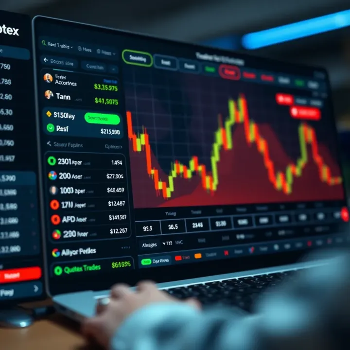 User interface of Quotex.com showing various trading assets and options
