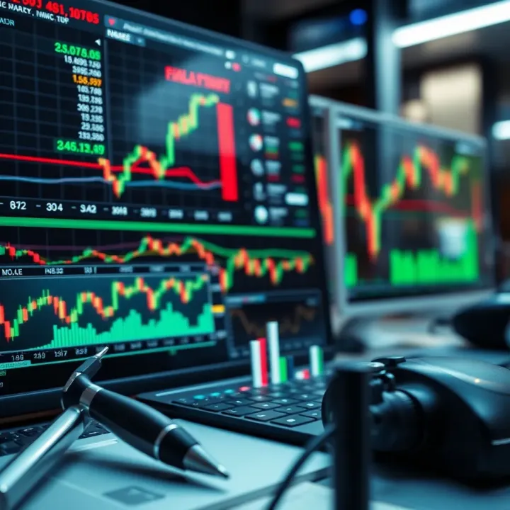 Illustration of digital tools and charts used for analyzing forex market strategies