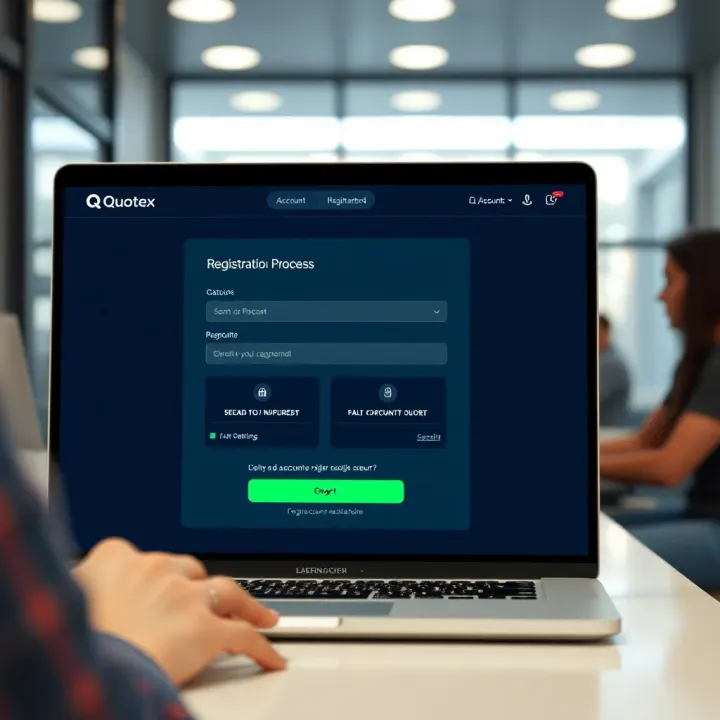 Account Registration Process on Quotex Official Platform User interface showing registration form fields and security features for account creation