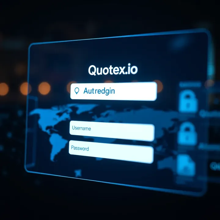 Secure login interface on Quotex.io platform with username and password fields