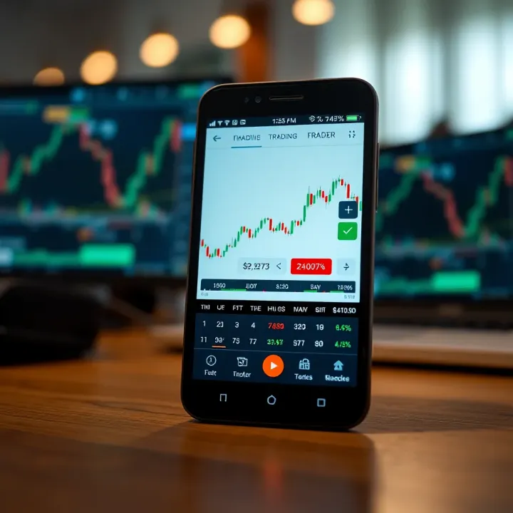 Quotex Trading Platform on Mobile Device Mobile device displaying the Quotex trading platform interface