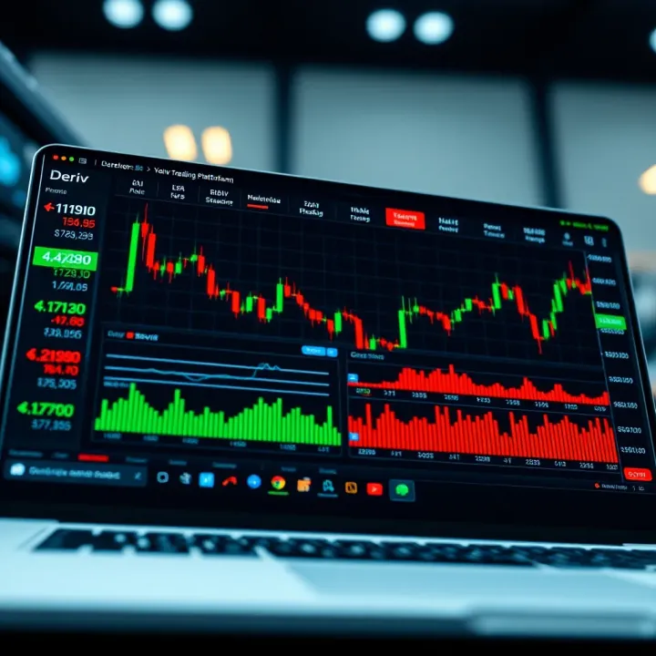 Secure online trading platform interface with financial charts and graphs