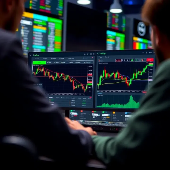 FBS brokerage platform interface showing trading options and charts