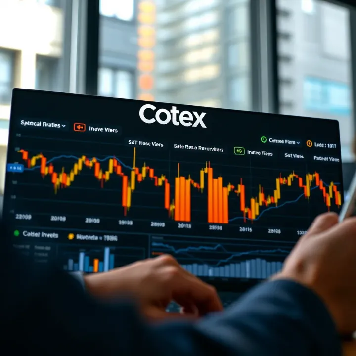 Overview of financial services offered by Cotex brokerage firm with investment charts