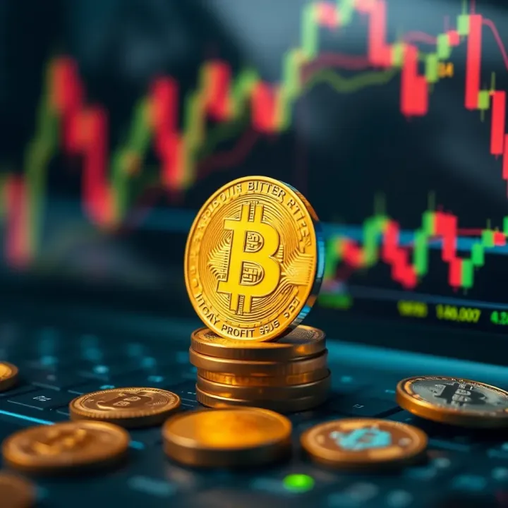 Cryptocurrency Trading and Risk Assessment with Bitcoin Profit Visual representation of cryptocurrency trading with Bitcoin Profit features and risk assessment
