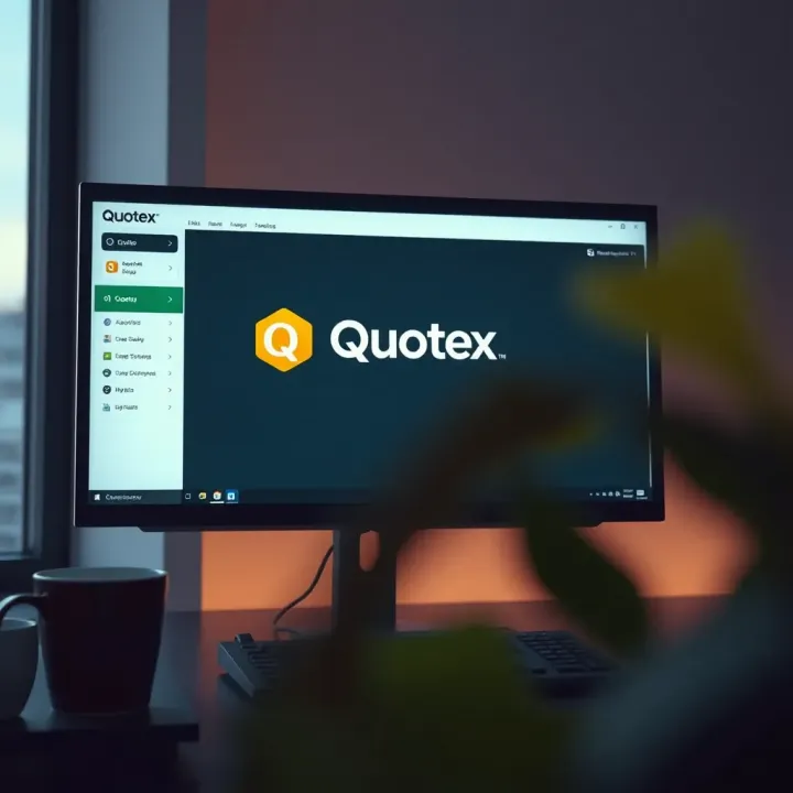 Screenshot of the Quotex application installation interface on a computer screen