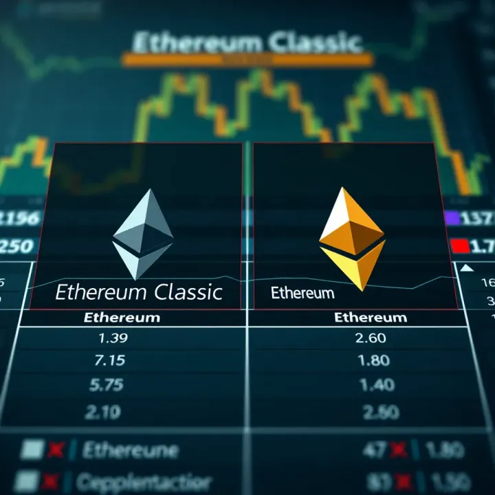 Comparison chart between Ethereum Classic and Ethereum highlighting key differences