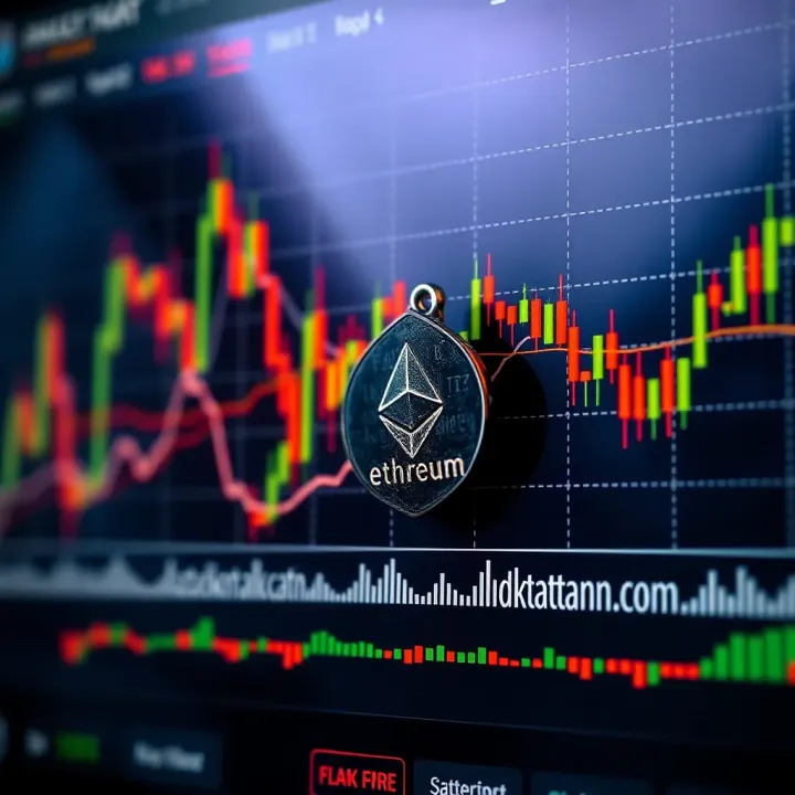 Graph showing Ethereum price fluctuations with technical indicators and trend lines