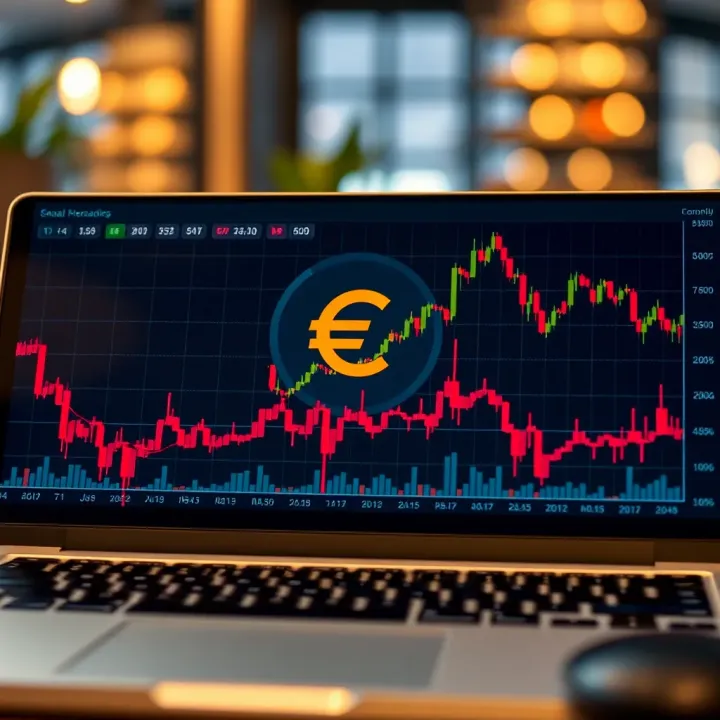 Graph showing EUR/USD exchange rate fluctuations with economic indicators