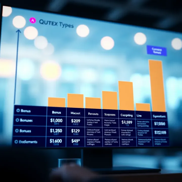 Graph showing different types of bonuses available on Quotex platform