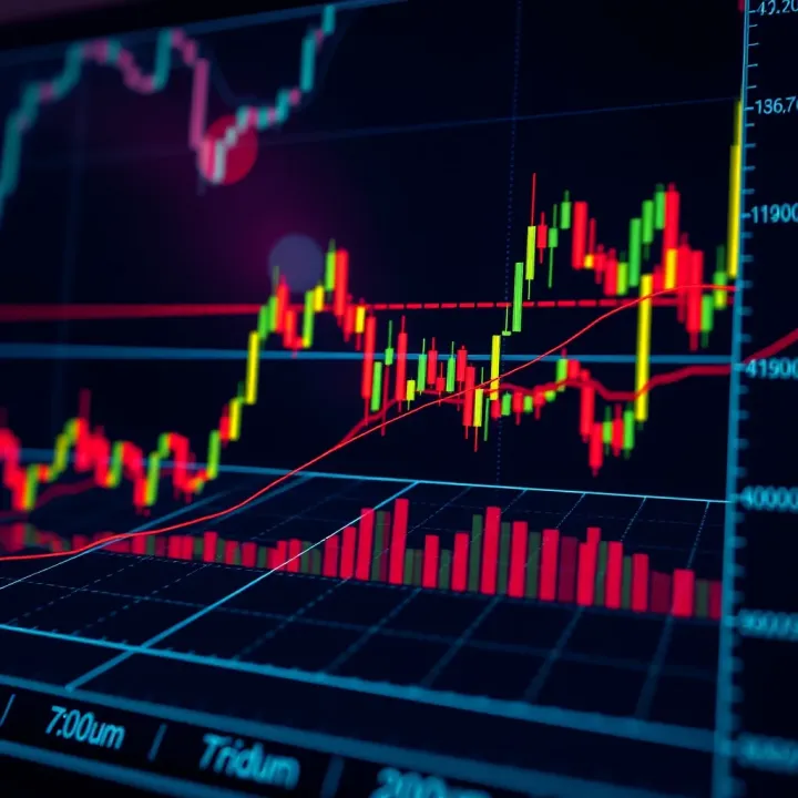 Technical analysis setup illustrating Fibonacci trend lines over market price data